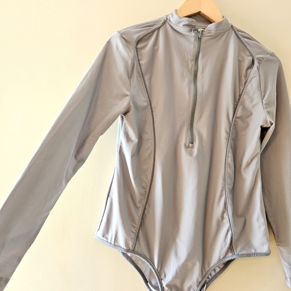 NWT Lyra Modest Swimwear Long Sleeve Swimsuit Grey Size Large. - Picture 8 of 16